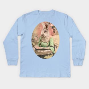 Go Ask Alice White Rabbit pink and mint Kids Long Sleeve T-Shirt